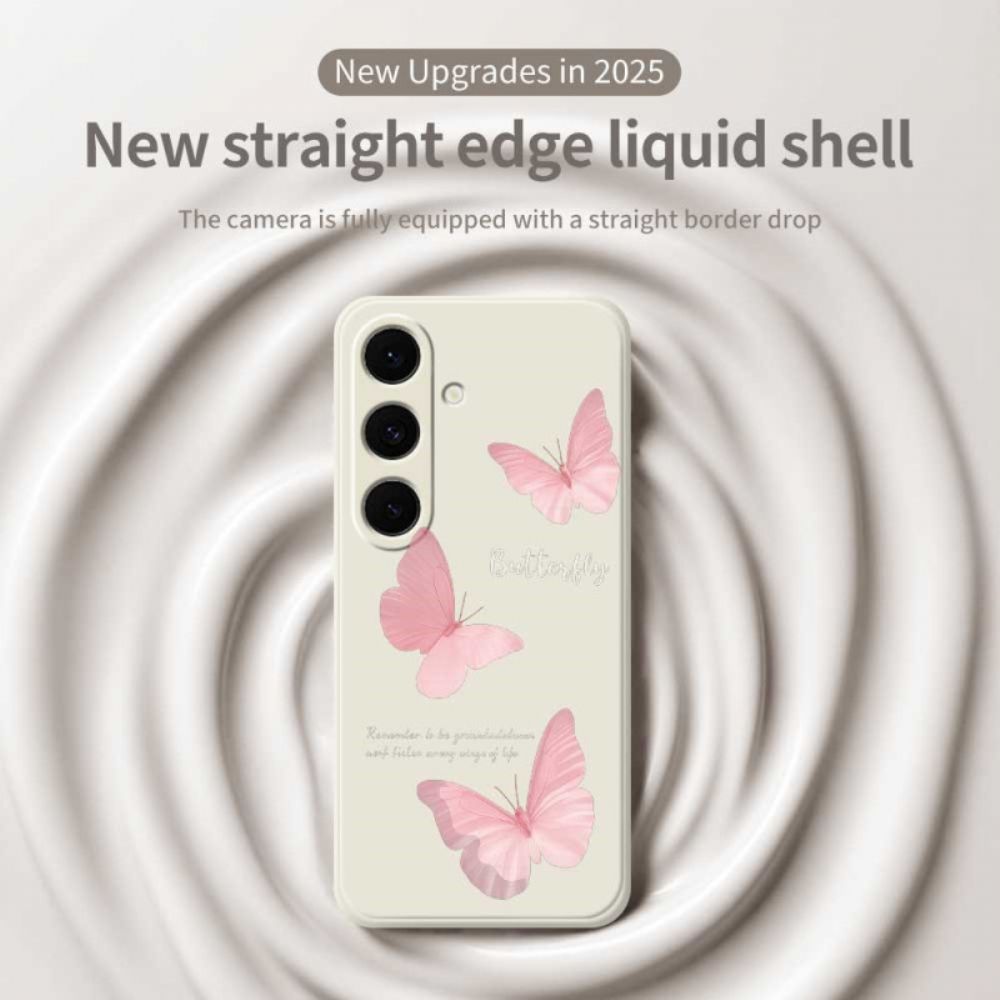 Hoesje Voor Samsung Galaxy S25 Fe Siliconen Met Roze Vlinder