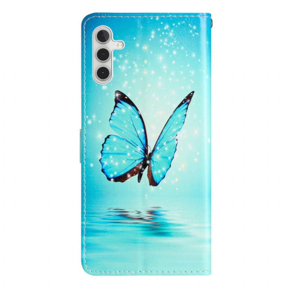 Leren Hoesje Samsung Galaxy S25 Fe Blauwe Vlinder Bescherming Hoesje