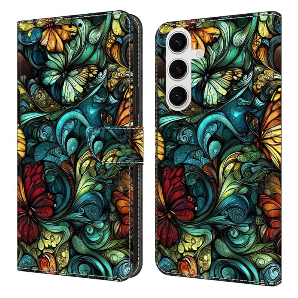 Leren Hoesje Samsung Galaxy S25 Fe Bloemen En Planten Bescherming Hoesje