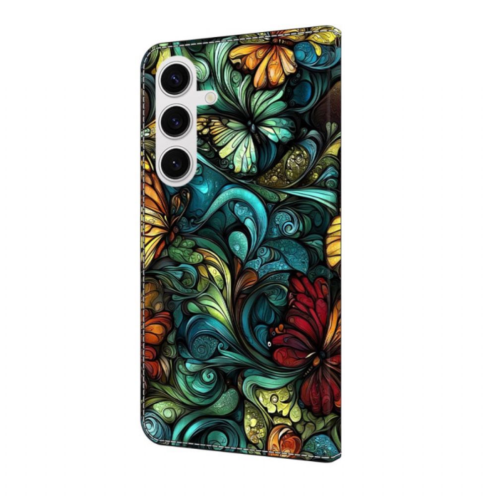 Leren Hoesje Samsung Galaxy S25 Fe Bloemen En Planten Bescherming Hoesje