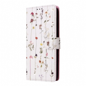 Leren Hoesje Samsung Galaxy S25 Fe Bloemenprint Bescherming Hoesje