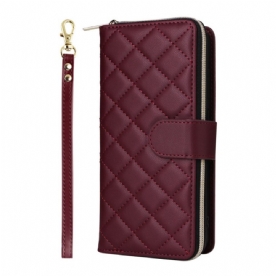 Leren Hoesje Samsung Galaxy S25 Fe Gewatteerd Met Bandje En Schouderband Bescherming Hoesje