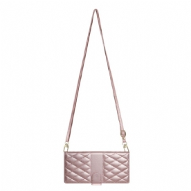 Leren Hoesje Samsung Galaxy S25 Fe Gewatteerde Portemonnee Met Riempjes Bescherming Hoesje