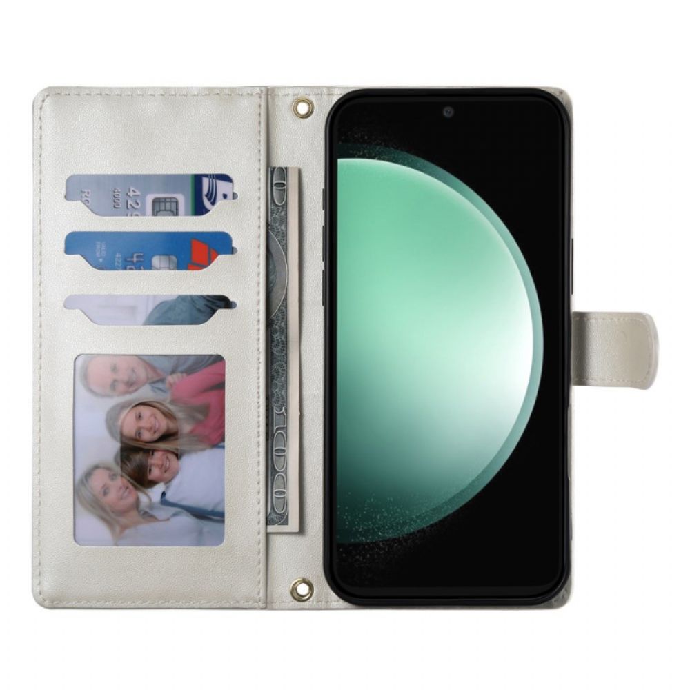 Leren Hoesje Samsung Galaxy S25 Fe Gewatteerde Portemonnee Met Riempjes Bescherming Hoesje