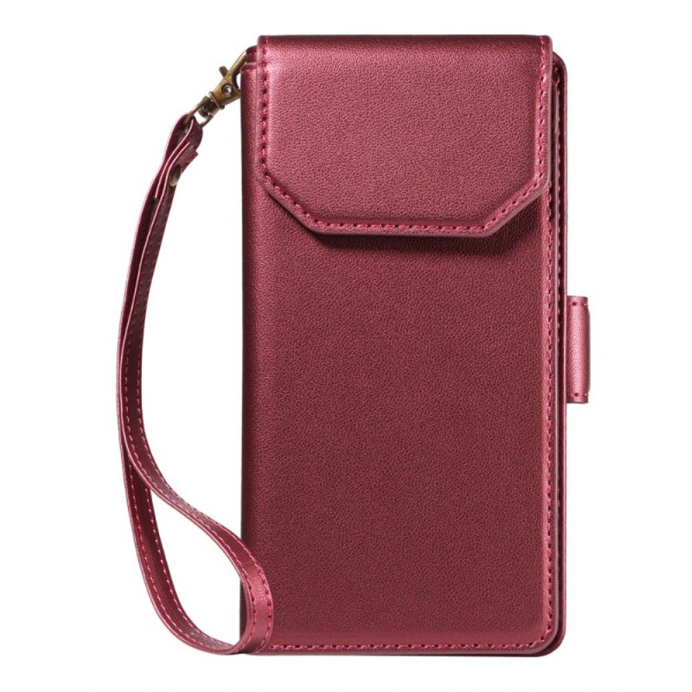 Leren Hoesje Samsung Galaxy S25 Fe Kaarthouder En Polsbandje Bescherming Hoesje