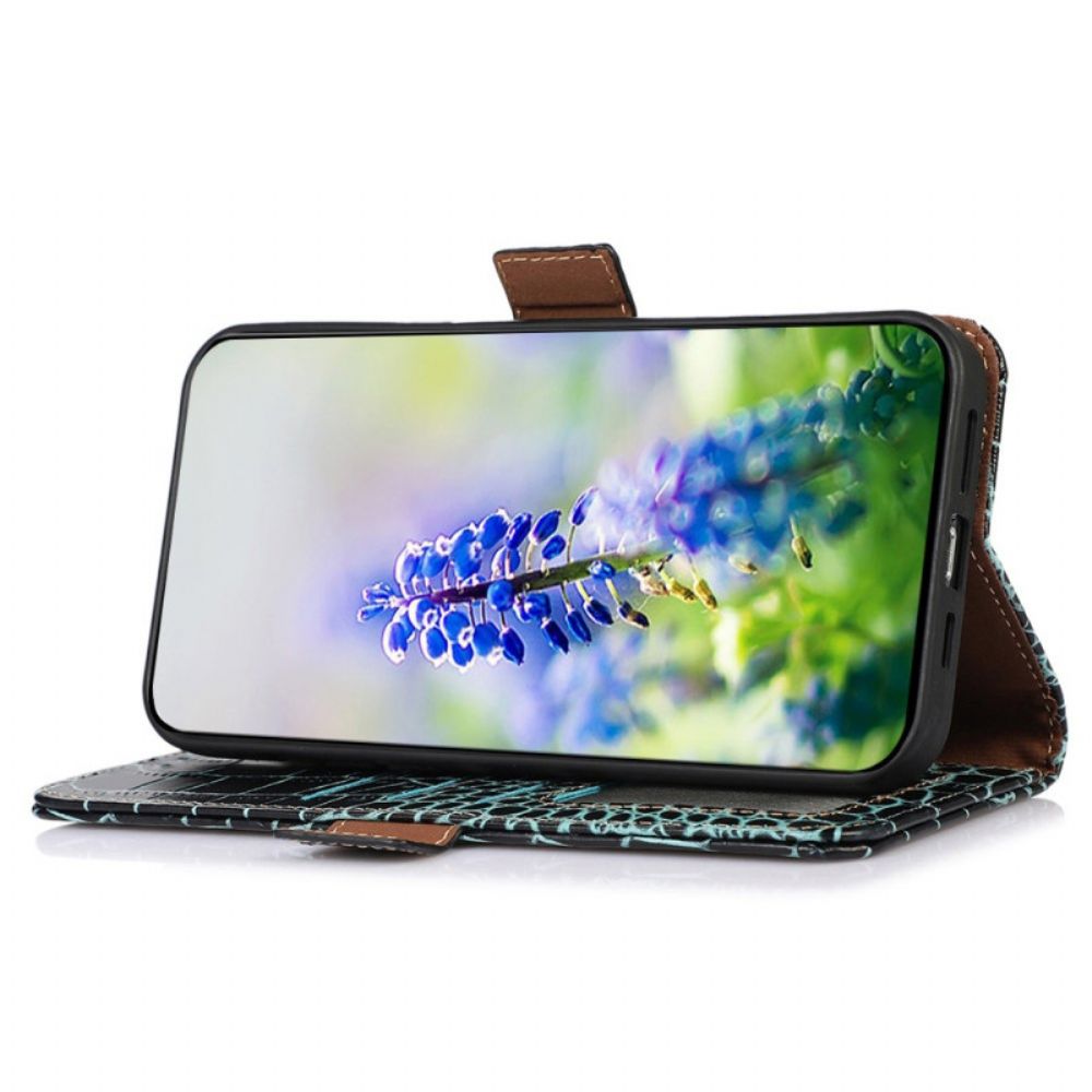 Leren Hoesje Samsung Galaxy S25 Fe Krokodillenprint Bescherming Hoesje