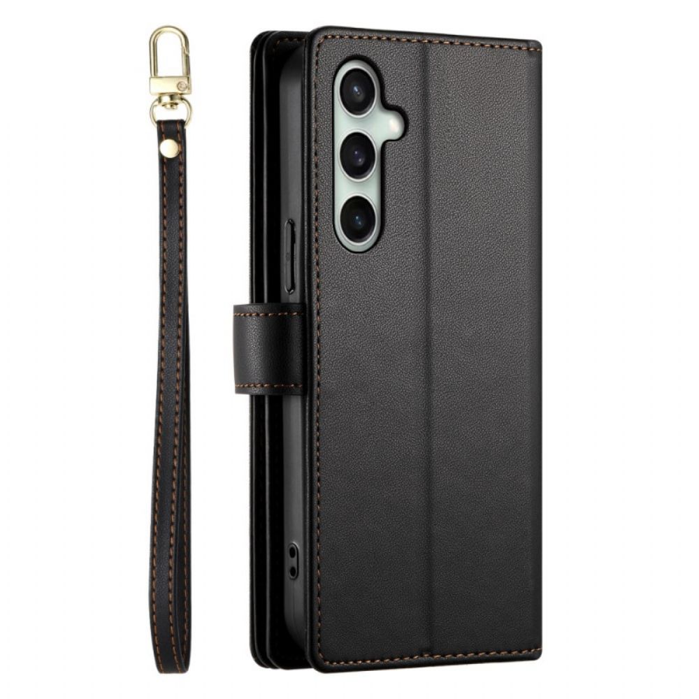 Leren Hoesje Samsung Galaxy S25 Fe Portemonnee En Bandjes Bescherming Hoesje