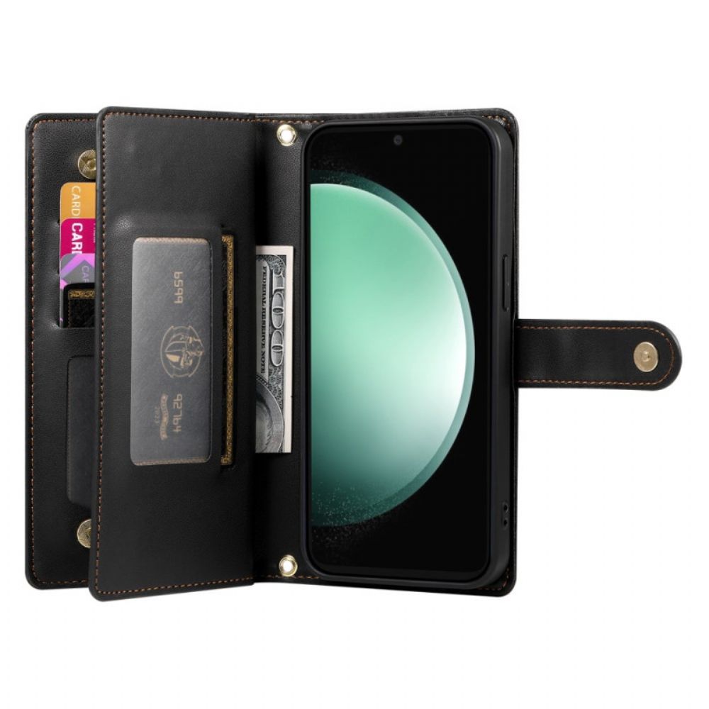 Leren Hoesje Samsung Galaxy S25 Fe Portemonnee En Bandjes Bescherming Hoesje