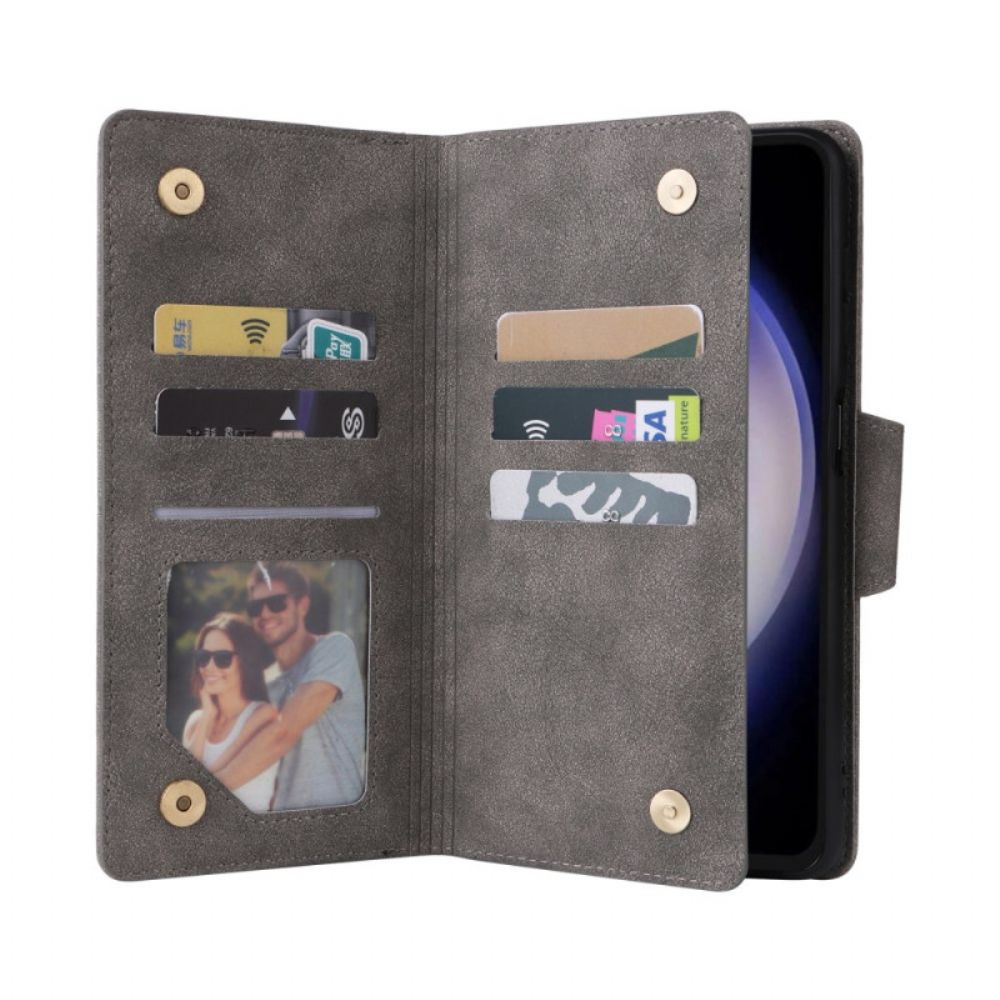 Leren Hoesje Samsung Galaxy S25 Fe Portemonnee Met Rits Bescherming Hoesje