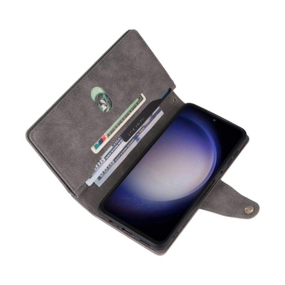 Leren Hoesje Samsung Galaxy S25 Fe Portemonnee Met Rits Bescherming Hoesje