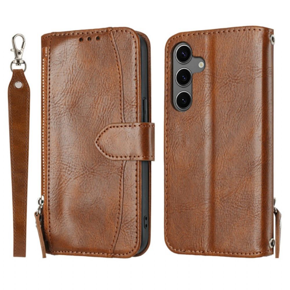 Leren Hoesje Samsung Galaxy S25 Fe Vintage Portemonnee