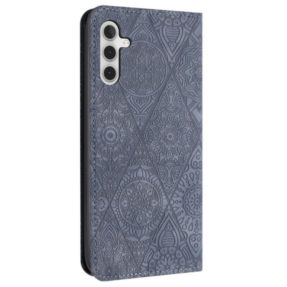 Leren Hoesje Voor Samsung Galaxy S25 Fe Bloemenpatroon