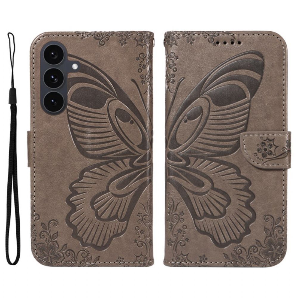 Leren Hoesje Voor Samsung Galaxy S25 Fe Grafische Vlinder