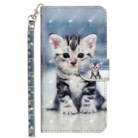 Leren Hoesje Voor Samsung Galaxy S25 Fe Katje Met Koord