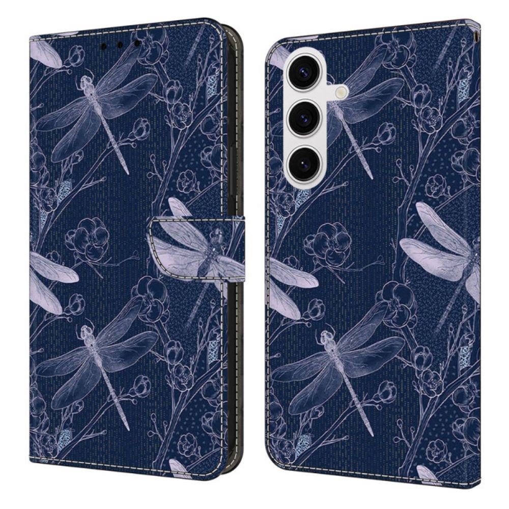 Leren Hoesje Voor Samsung Galaxy S25 Fe Libellenmotief