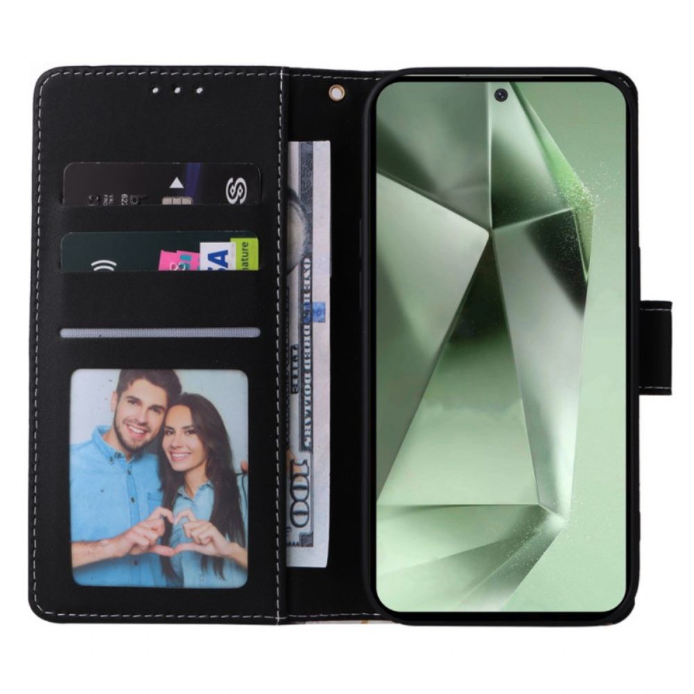 Leren Hoesje Voor Samsung Galaxy S25 Fe Marmerstijl