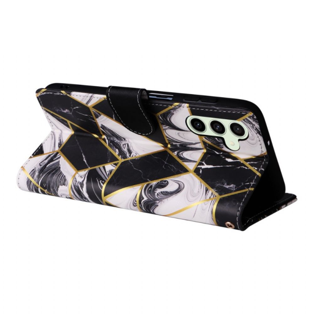 Leren Hoesje Voor Samsung Galaxy S25 Fe Marmerstijl