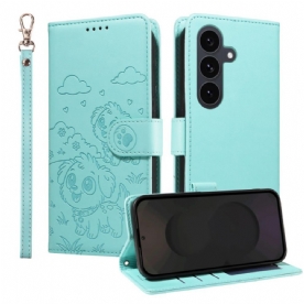 Leren Hoesje Voor Samsung Galaxy S25 Fe Rfid-blokkering En Hondenpatroon