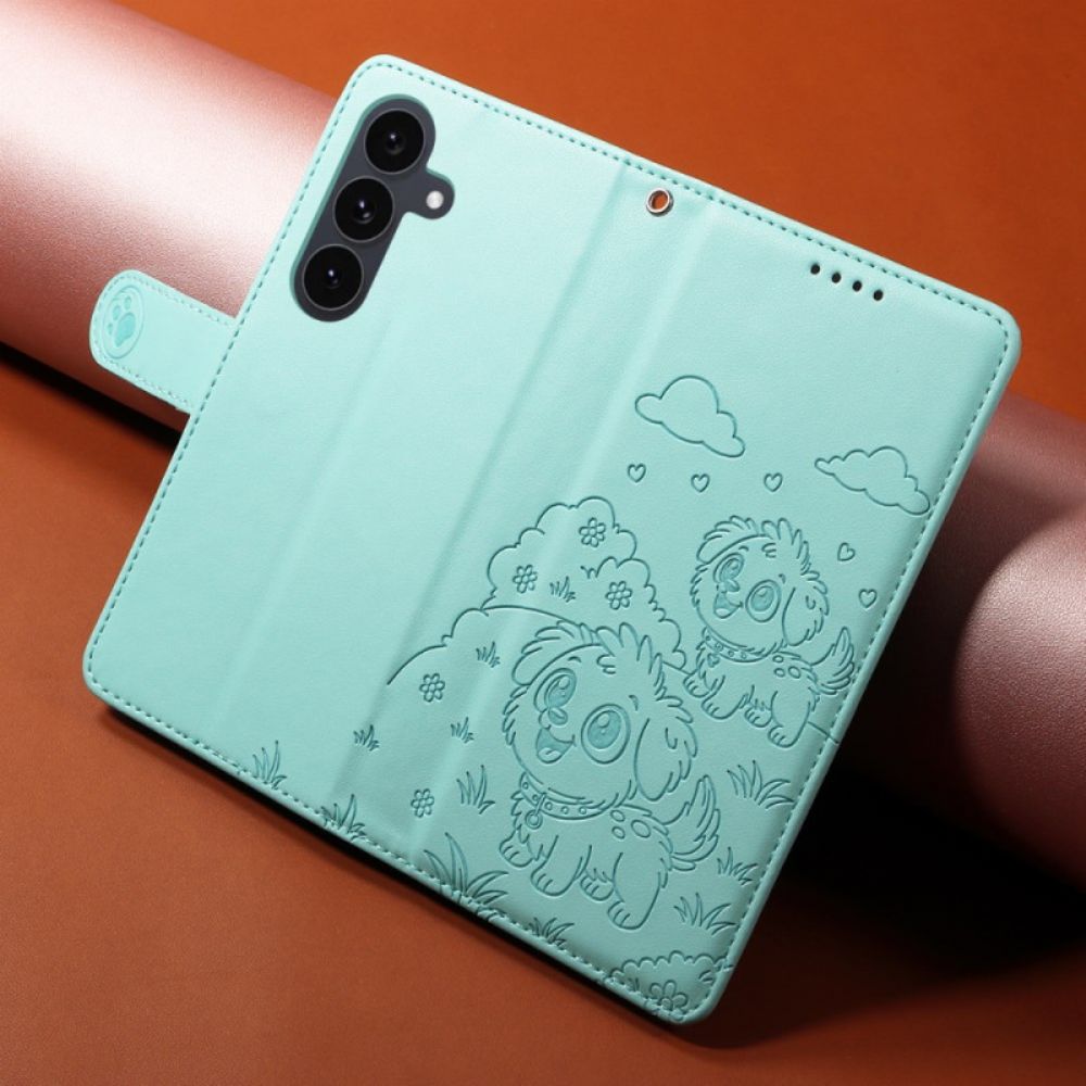 Leren Hoesje Voor Samsung Galaxy S25 Fe Rfid-blokkering En Hondenpatroon