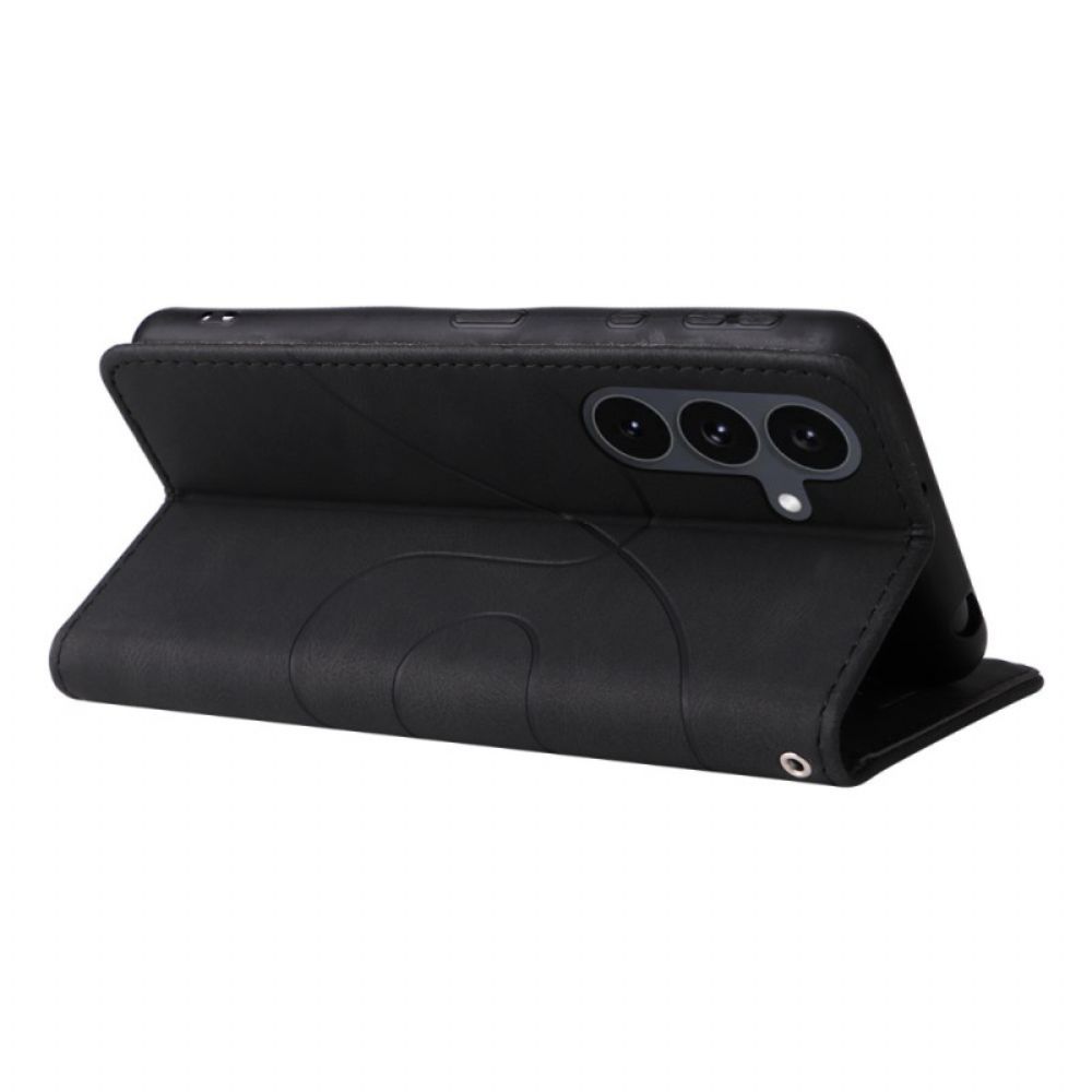 Leren Hoesje Voor Samsung Galaxy S25 Fe Tweekleurig Golvend Patroon