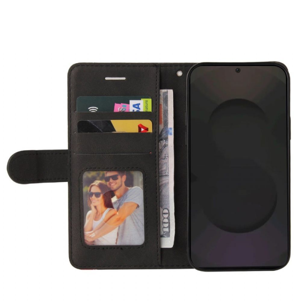 Leren Hoesje Voor Samsung Galaxy S25 Fe Tweekleurig Golvend Patroon