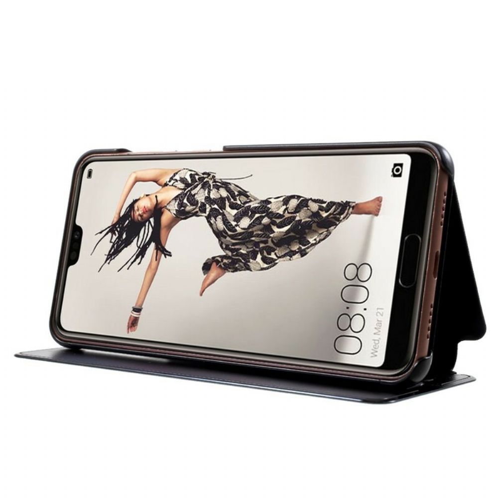Bescherming Hoesje voor Huawei P20 Pro Folio-hoesje Spiegel En Leereffect