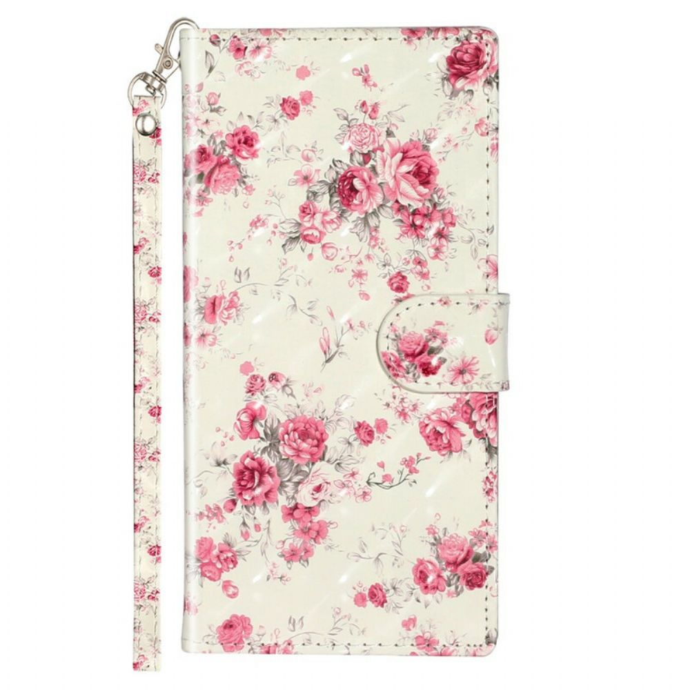 Folio-hoesje voor Samsung Galaxy Note 10 Met Ketting Bloemen Lichtvlekken Met Riem
