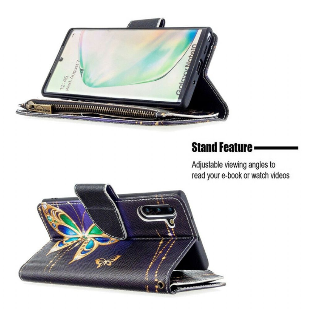 Folio-hoesje voor Samsung Galaxy Note 10 Vlinderszak Met Rits