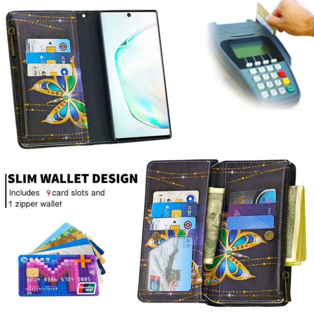 Folio-hoesje voor Samsung Galaxy Note 10 Vlinderszak Met Rits