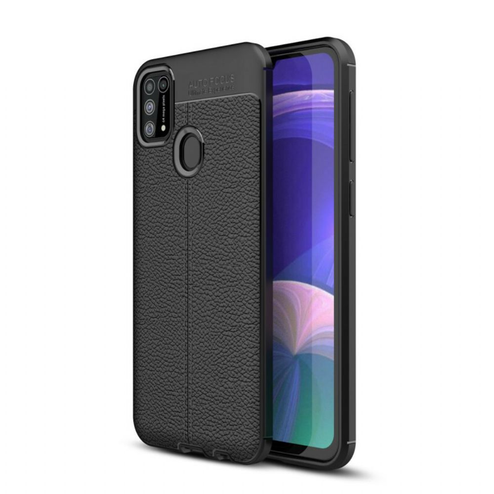 Hoesje voor Samsung Galaxy M31 Dubbele Lijn Litchi Leder Effect
