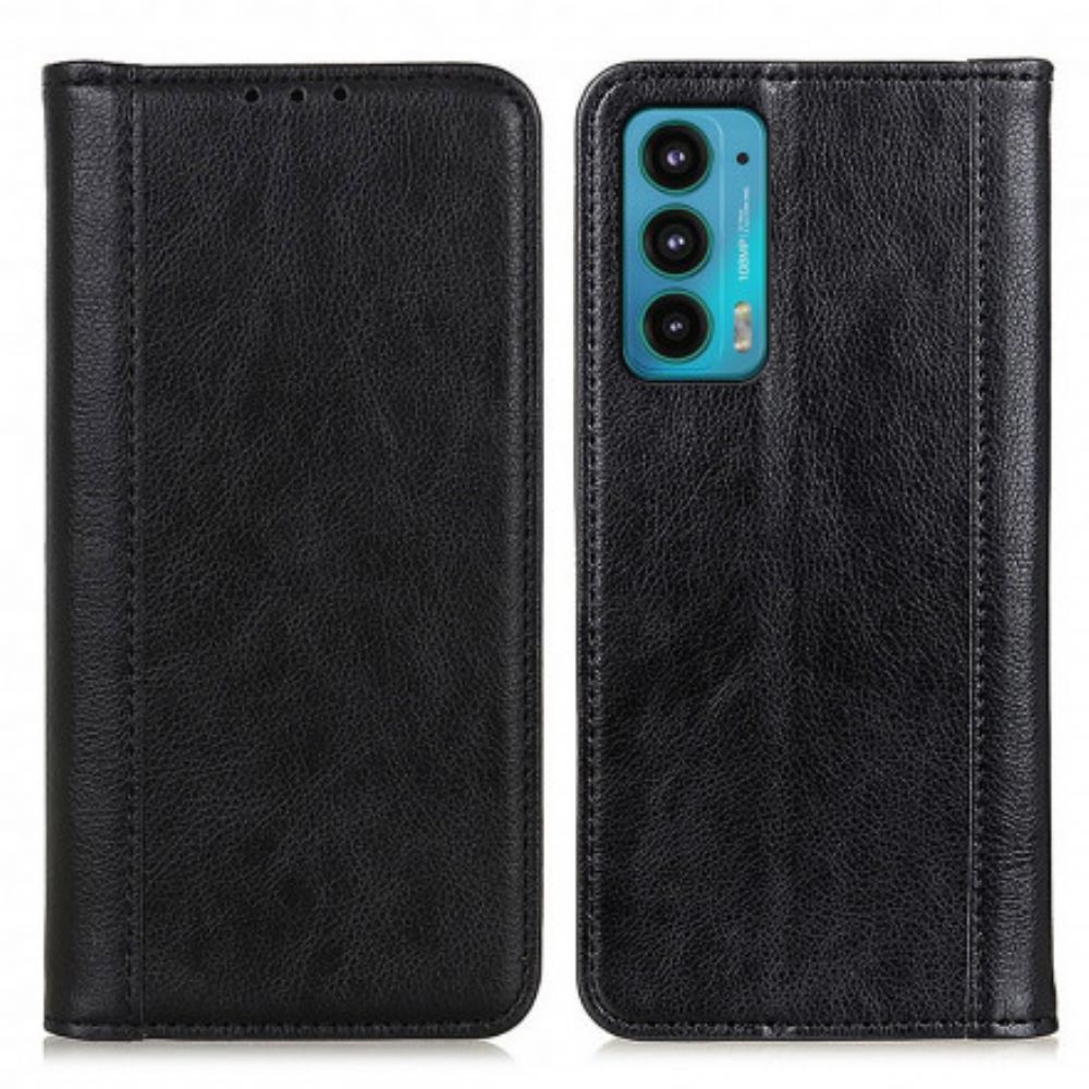 Bescherming Hoesje voor Motorola Edge 20 Folio-hoesje Gesplitste Litchi-lederen Versie