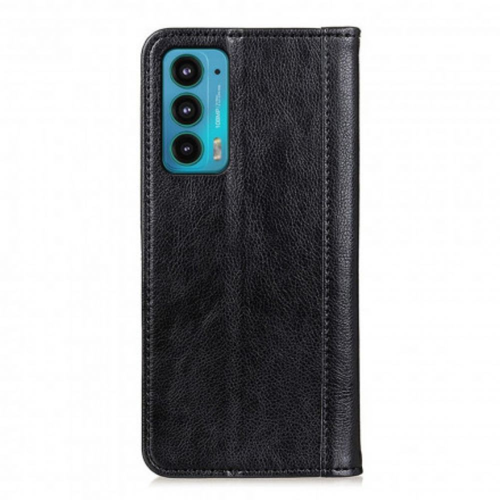 Bescherming Hoesje voor Motorola Edge 20 Folio-hoesje Gesplitste Litchi-lederen Versie