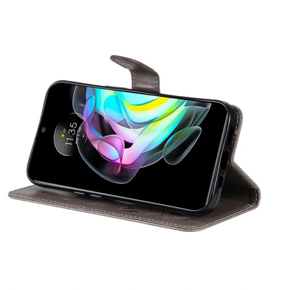 Folio-hoesje voor Motorola Edge 20 Met Ketting Kat En Bij Met Riem