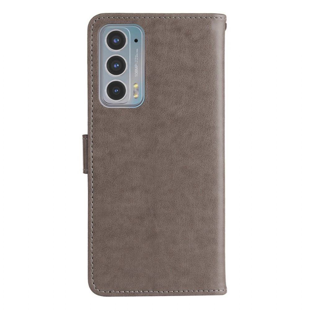 Folio-hoesje voor Motorola Edge 20 Met Ketting Kat En Bij Met Riem