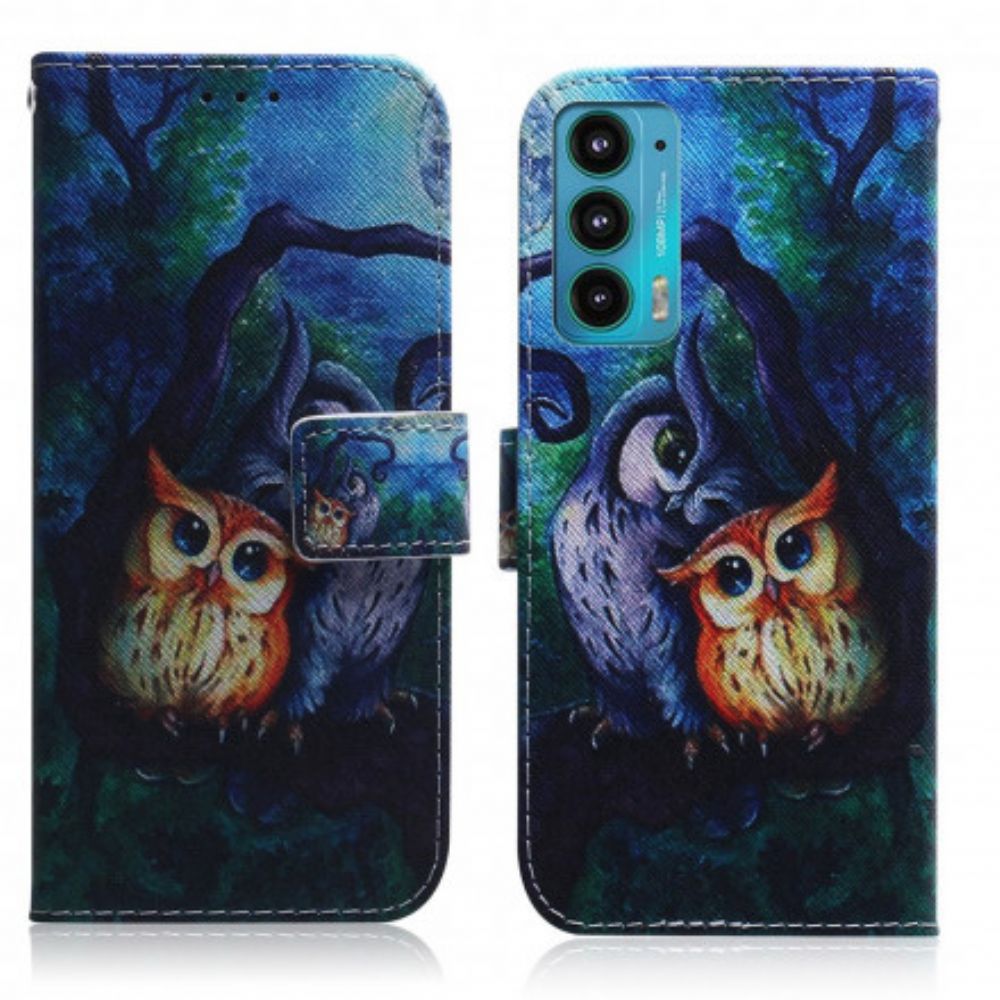 Folio-hoesje voor Motorola Edge 20 Uilen Schilderen