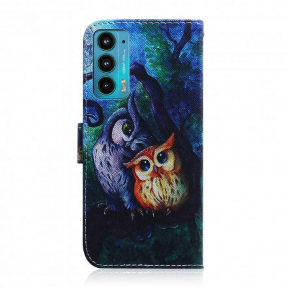Folio-hoesje voor Motorola Edge 20 Uilen Schilderen