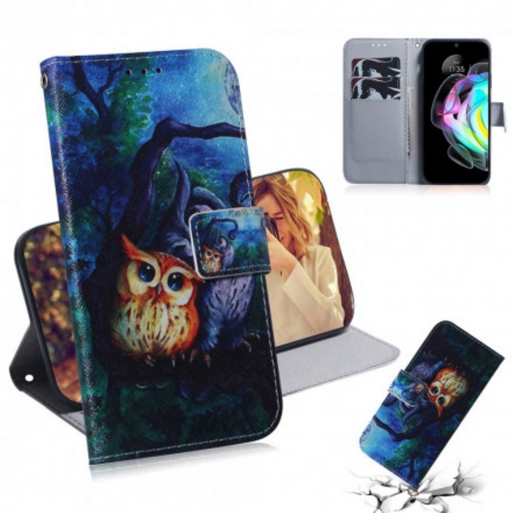 Folio-hoesje voor Motorola Edge 20 Uilen Schilderen