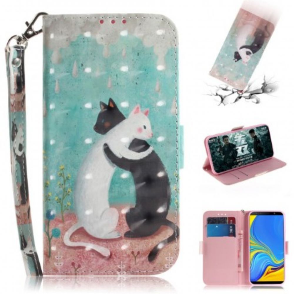 Folio-hoesje voor Samsung Galaxy A7 Met Ketting Thong Kat Vrienden