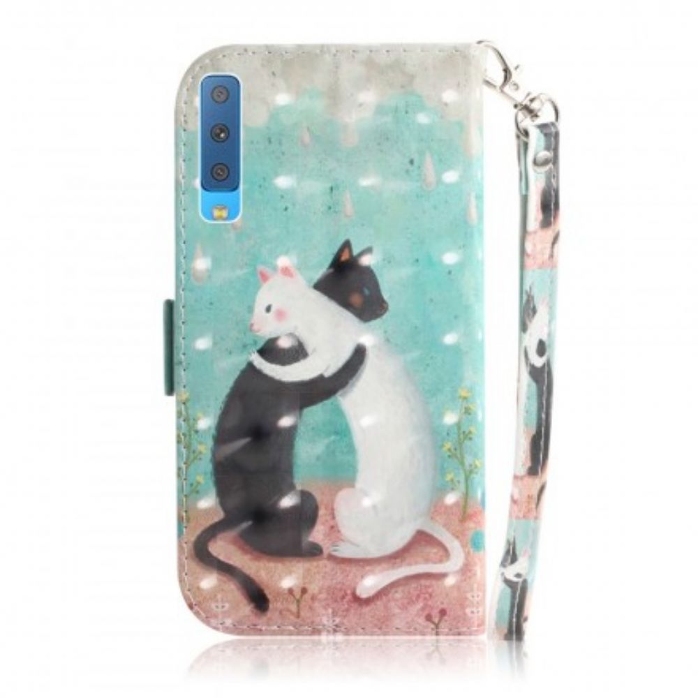 Folio-hoesje voor Samsung Galaxy A7 Met Ketting Thong Kat Vrienden