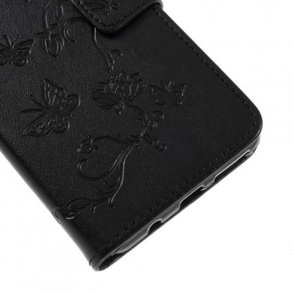 Folio-hoesje voor Samsung Galaxy A7 Met Ketting Vlinders En Bandjesbloemen