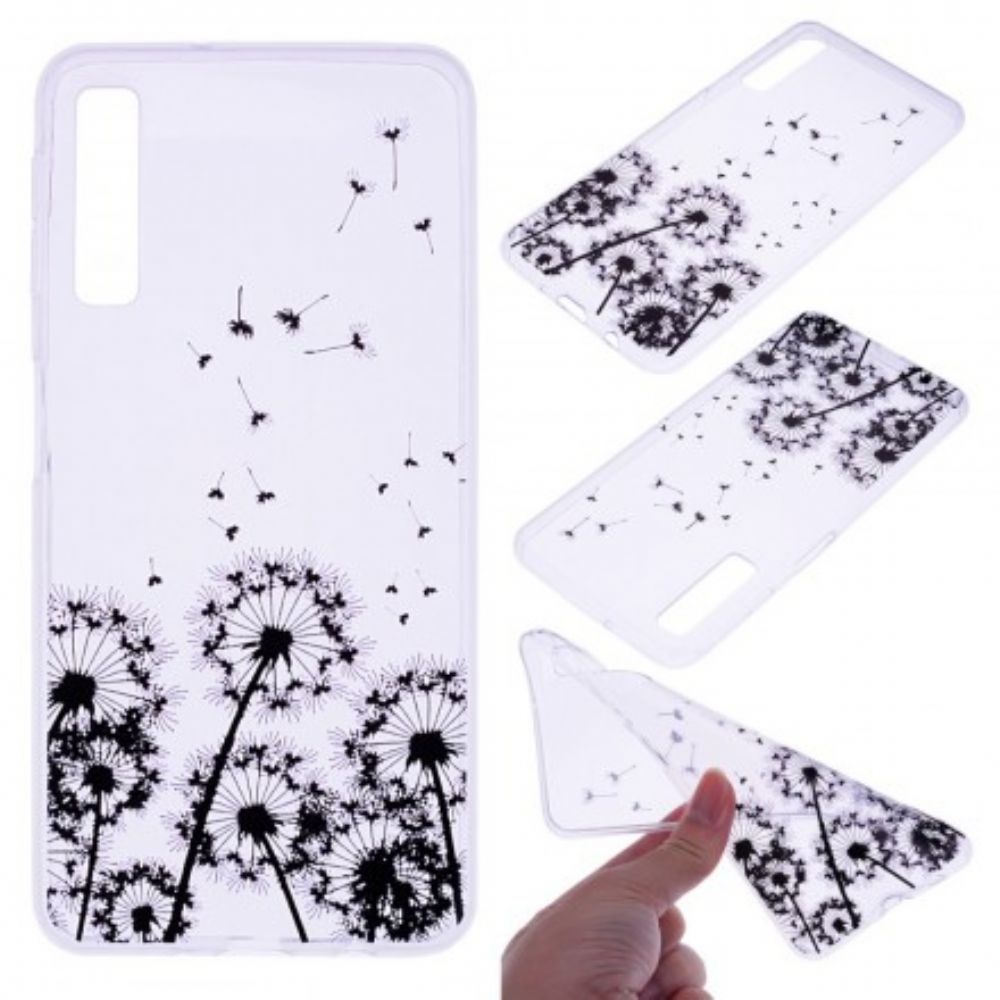 Hoesje voor Samsung Galaxy A7 Zwarte Paardebloemen