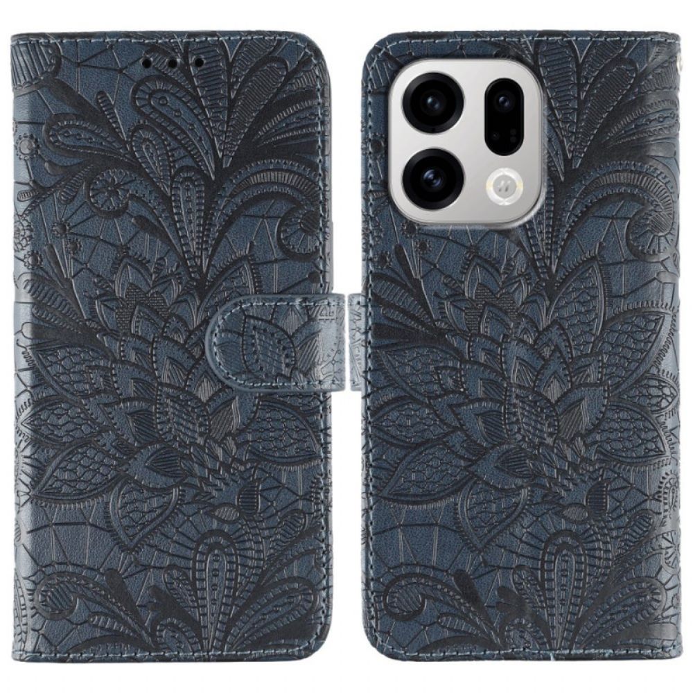 Leren Hoesje Oppo Find X9 5g Bloemenkantpatroon