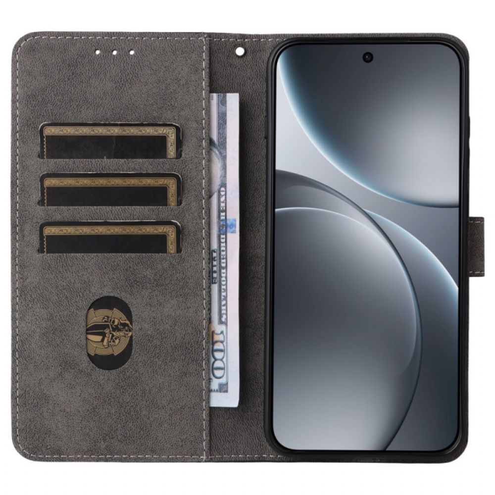 Leren Hoesje Oppo Find X9 5g Suède-effect Met Bandje Bescherming Hoesje