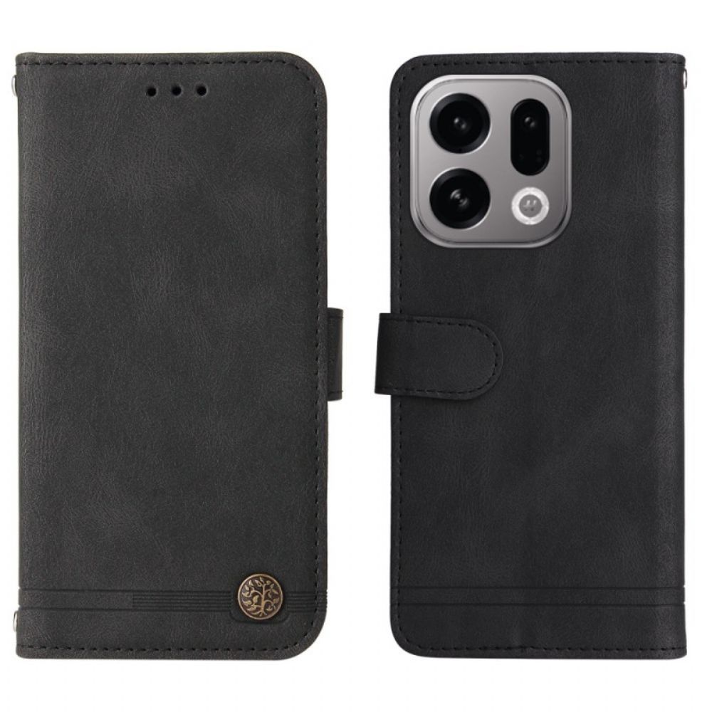 Leren Hoesje Voor Oppo Find X9 5g Decoratieve Klinknagel