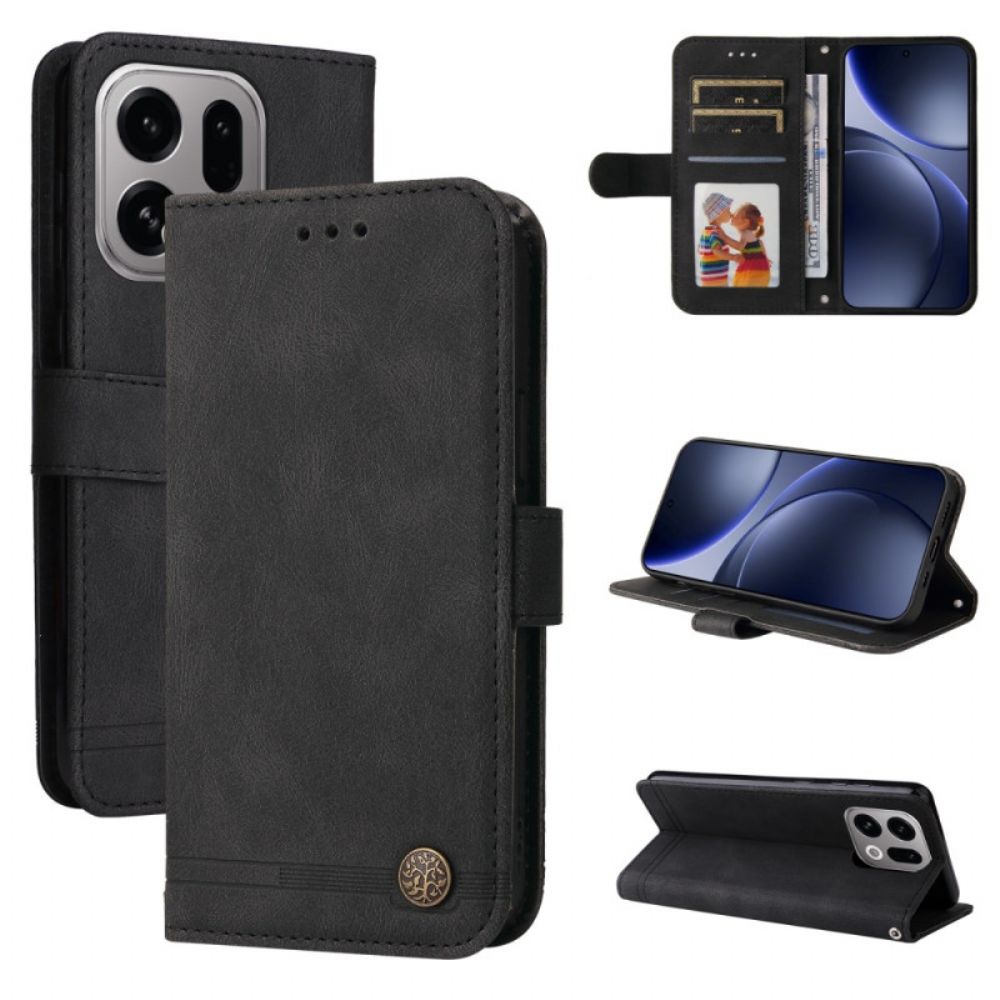 Leren Hoesje Voor Oppo Find X9 5g Decoratieve Klinknagel