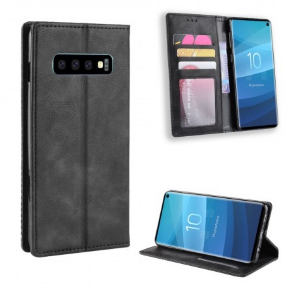 Bescherming Hoesje voor Samsung Galaxy S10 Folio-hoesje Vintage Gestileerd Leereffect