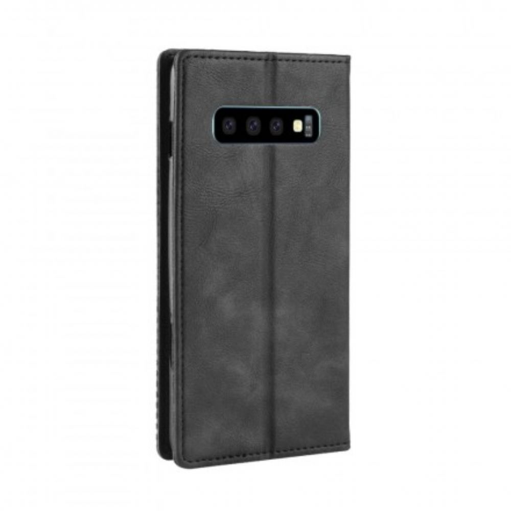 Bescherming Hoesje voor Samsung Galaxy S10 Folio-hoesje Vintage Gestileerd Leereffect
