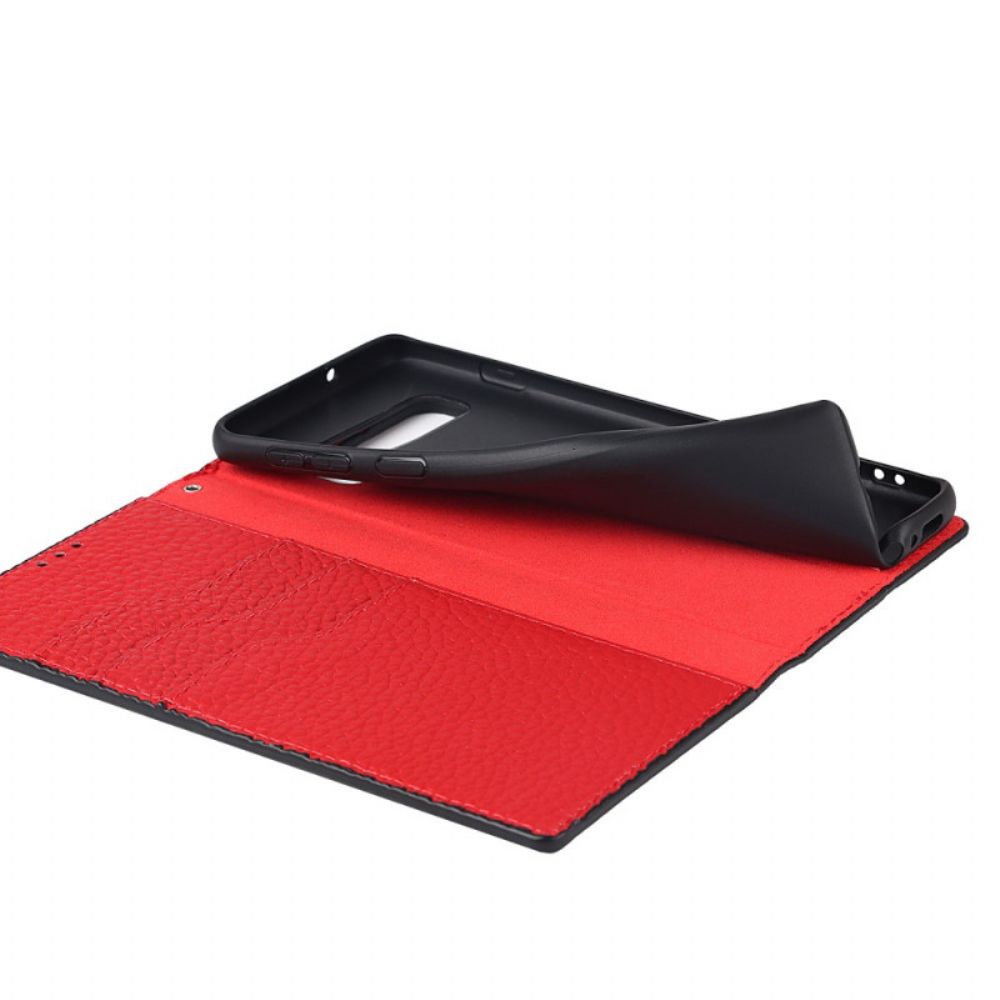 Bescherming Hoesje voor Samsung Galaxy S10 Met Ketting Folio-hoesje Echte Litchi Lederen Band