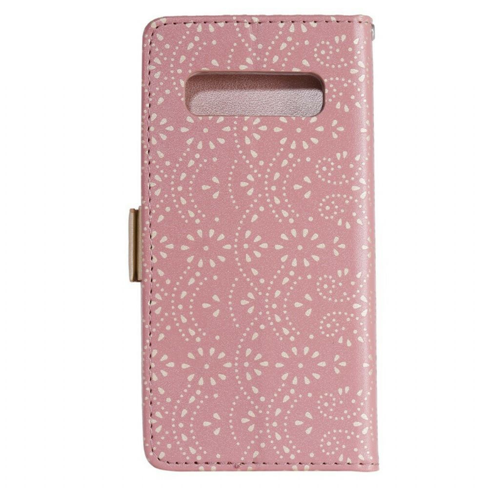 Folio-hoesje voor Samsung Galaxy S10 Met Ketting Portemonnee Met Veterband