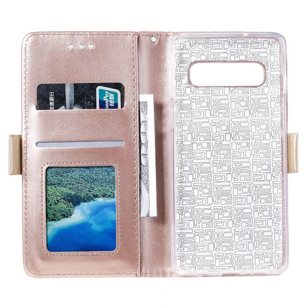Folio-hoesje voor Samsung Galaxy S10 Met Ketting Portemonnee Met Veterband
